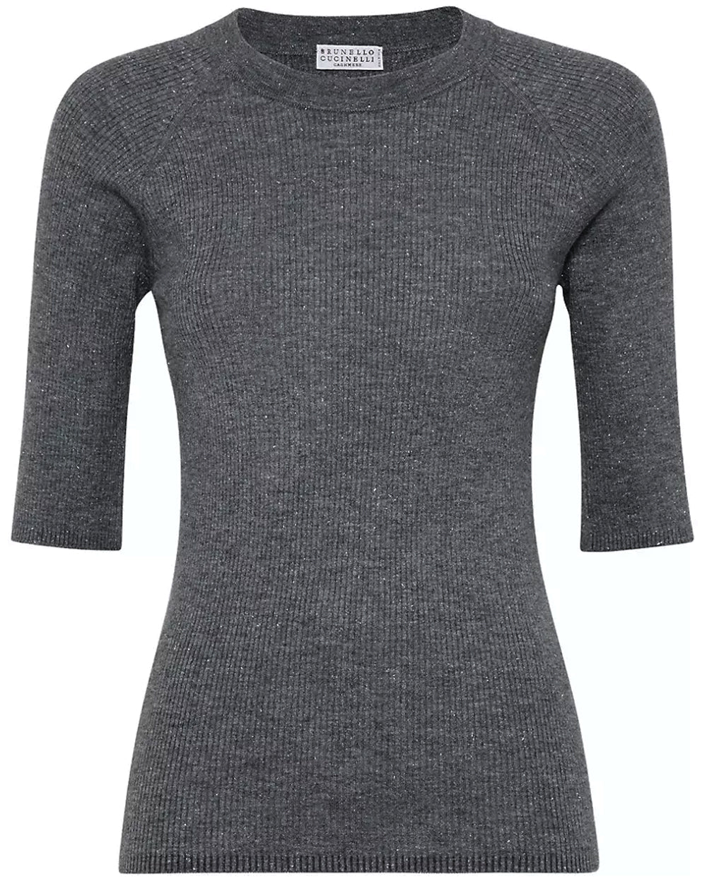 Charcoal Ribbed Knit Short Sleeve Top