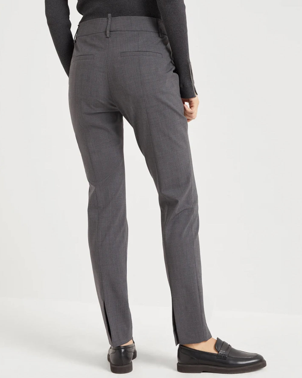 Charcoal Wool Straight Pant