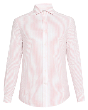 Coral and White Striped Sportshirt