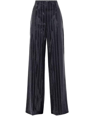 Dark Grey Pinstripe Paillette Wide Corset Pant