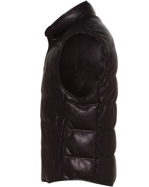 Dark Brown Padded Leather Vest