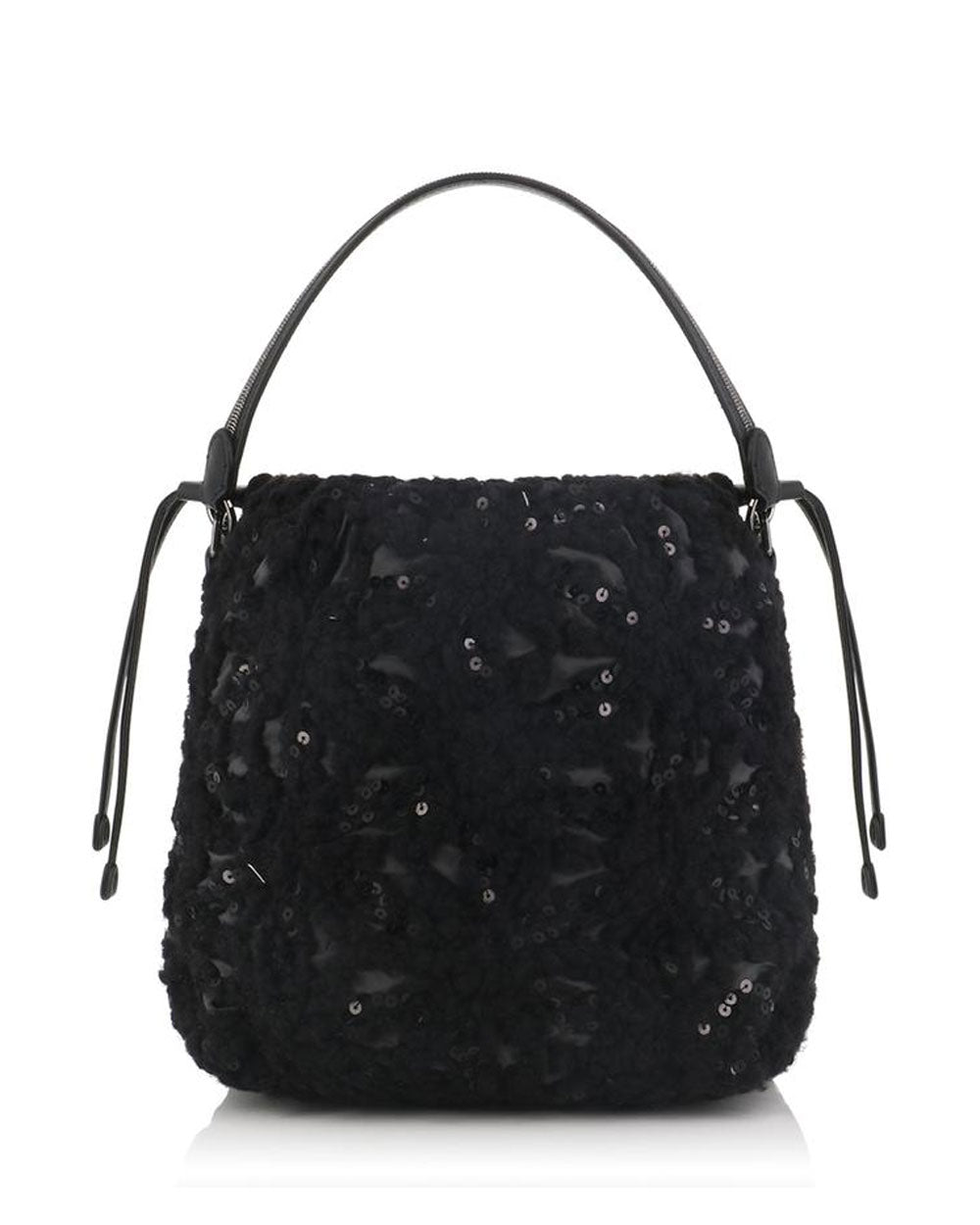 Dazzling Flowers Embroidery Bag in Black