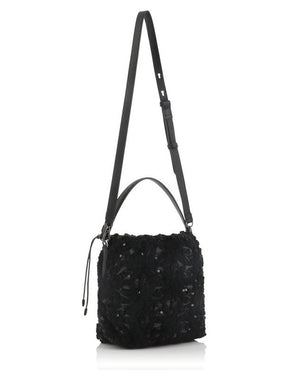 Dazzling Flowers Embroidery Bag in Black