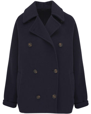 Deep Blue Double Breasted Wool Coat