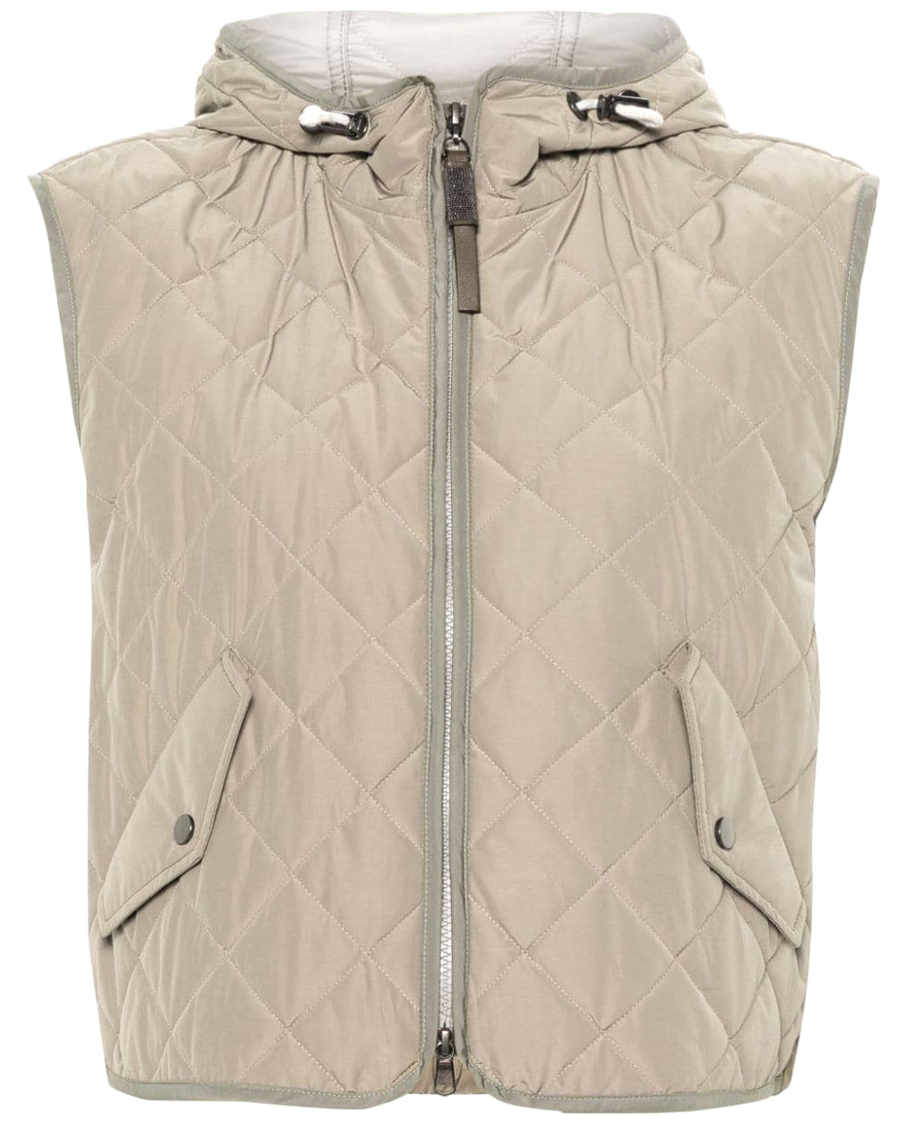 Dove Grey Quilted Drawstring Vest