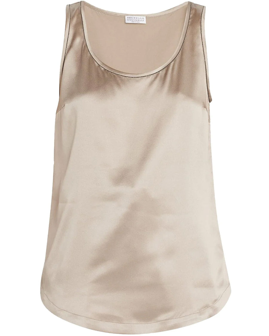 Gery Beige Monili Scoop Neck Tank