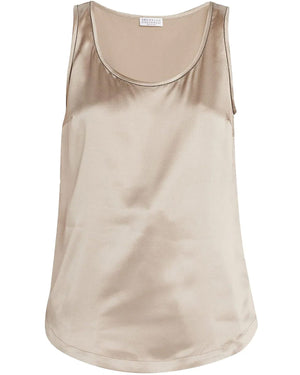 Gery Beige Monili Scoop Neck Tank