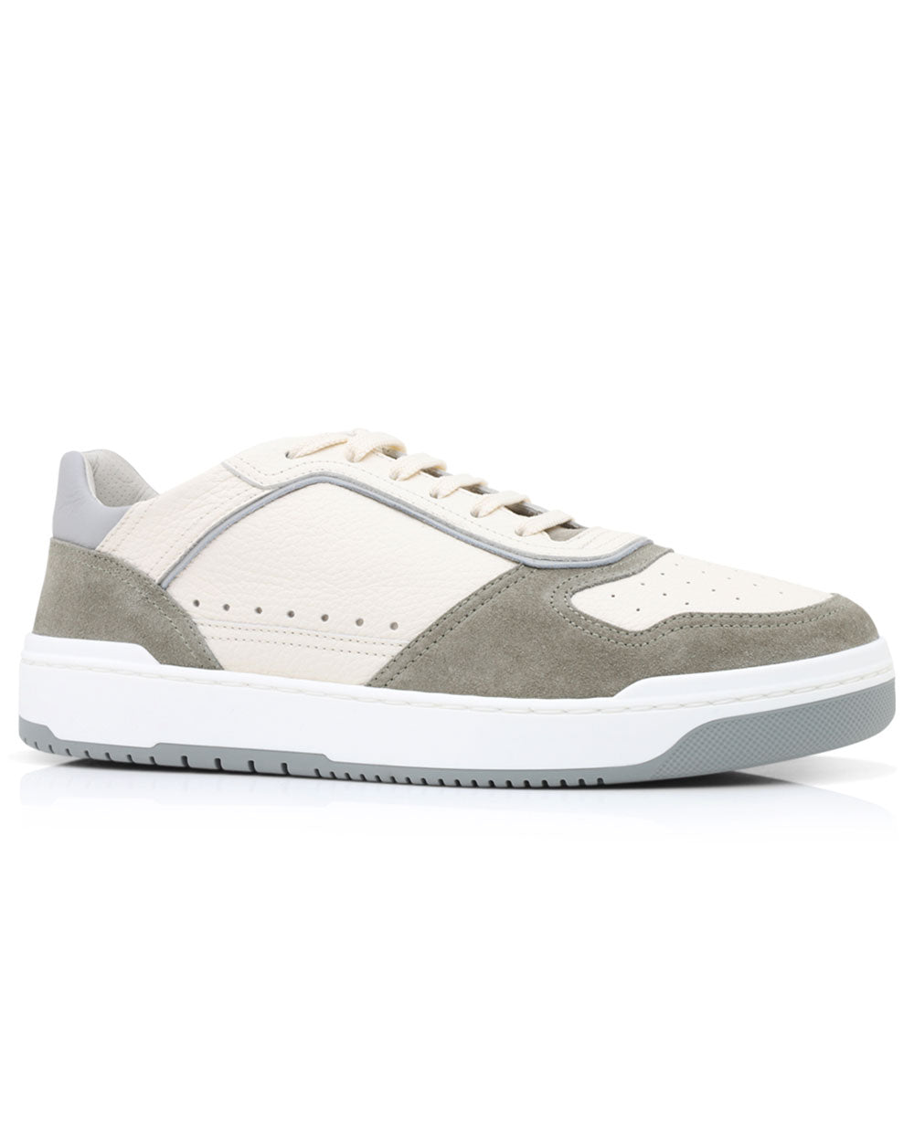 Grained Calfskin and Suede Basketball Sneaker in Green