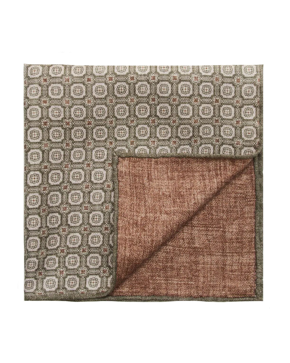 Green and Beige Printed Pocket Square