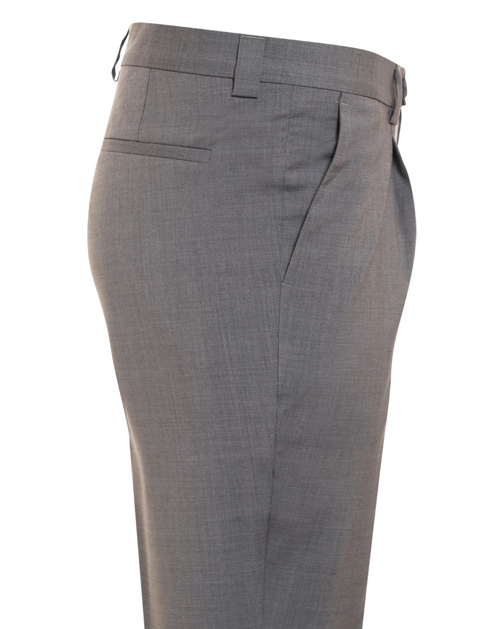 Grey Stretch Wool Single Pleat Dress Pant
