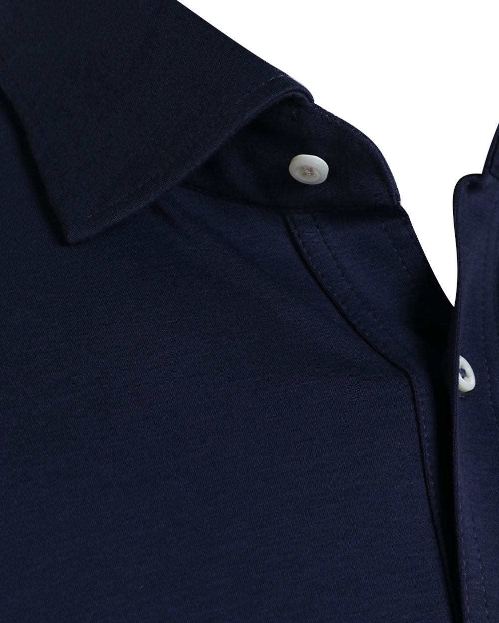 Indigo Cotton Blend Jersey Long Sleeve Polo