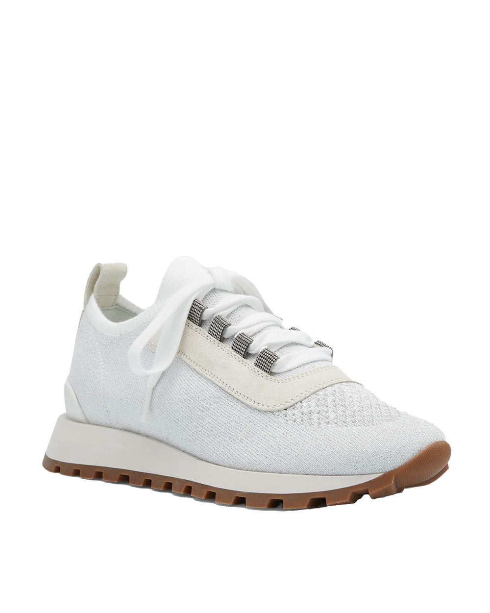 Knit Lurex Runner in White