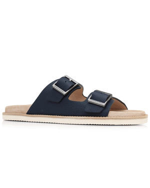 Leather Buckle Sandal in Blue