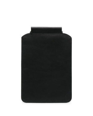 Leather Monili-Trim Phone Case in Black