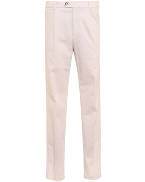 Light Beige Cotton Blend Single Pleat Trouser