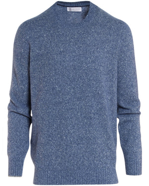 Light Blue Alpacca Blend Melange Sweater