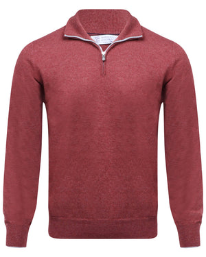 Light Red Quarter Zip Sweater