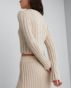 Marble Knit Paillette Crop Sweater