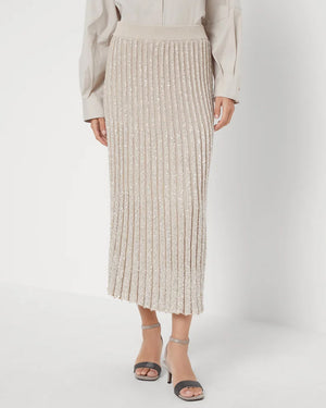 Marble Knit Paillette Midi Skirt