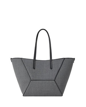 Medium Wool Canvas Shopper Tote in Medium Grey