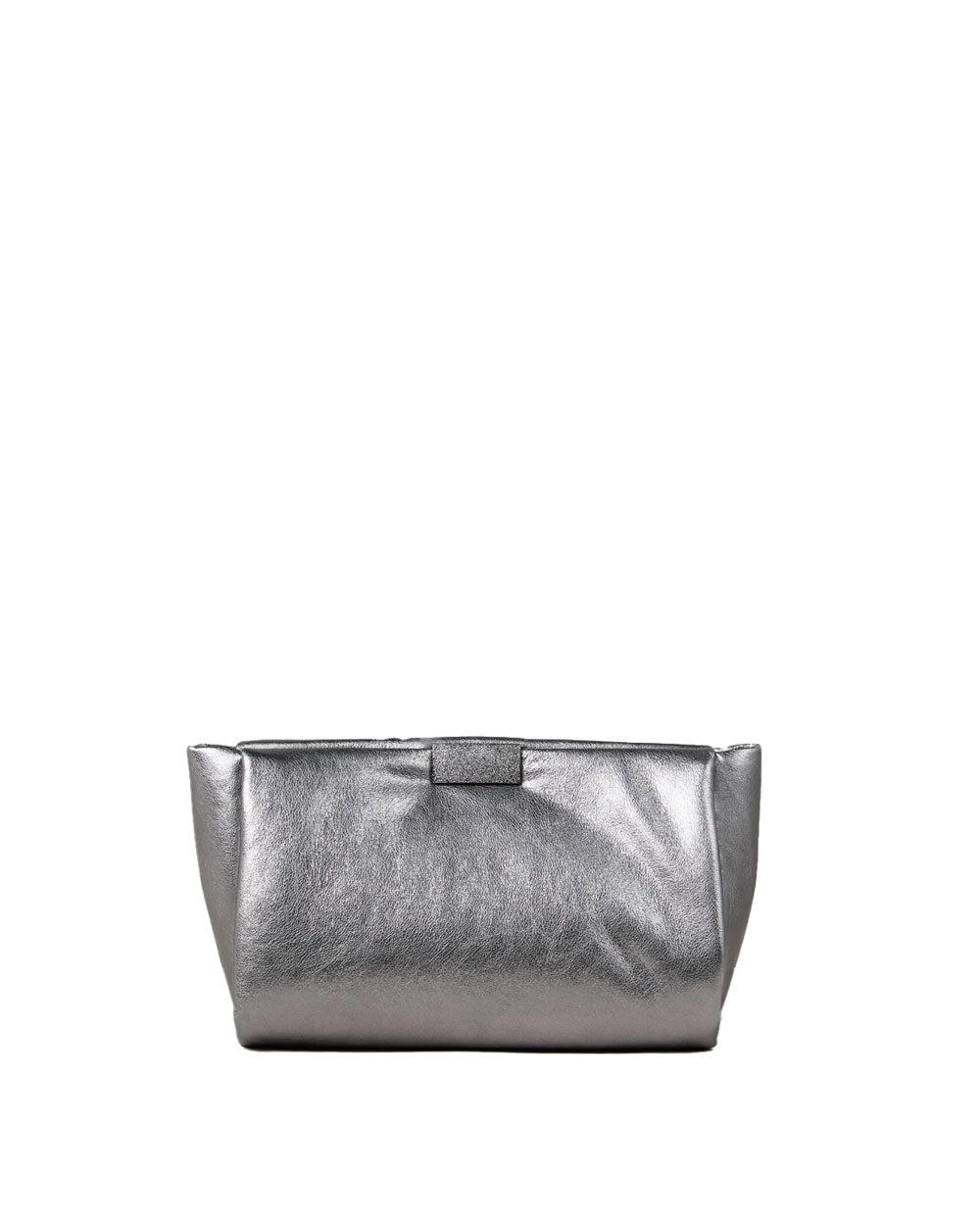 Metallic Leather Clutch in Sterling Silver