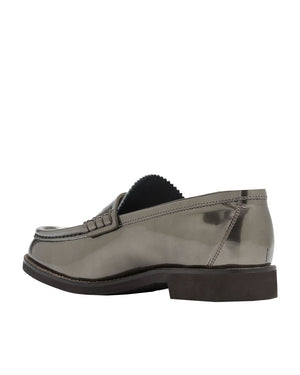 Metallic Penny Loafers in Slate