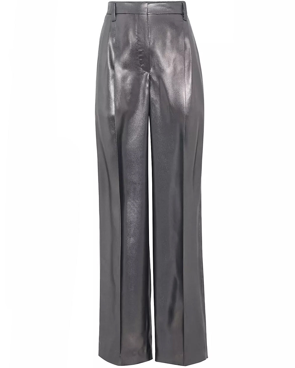 Metallic Silver Fluid Silk Pant