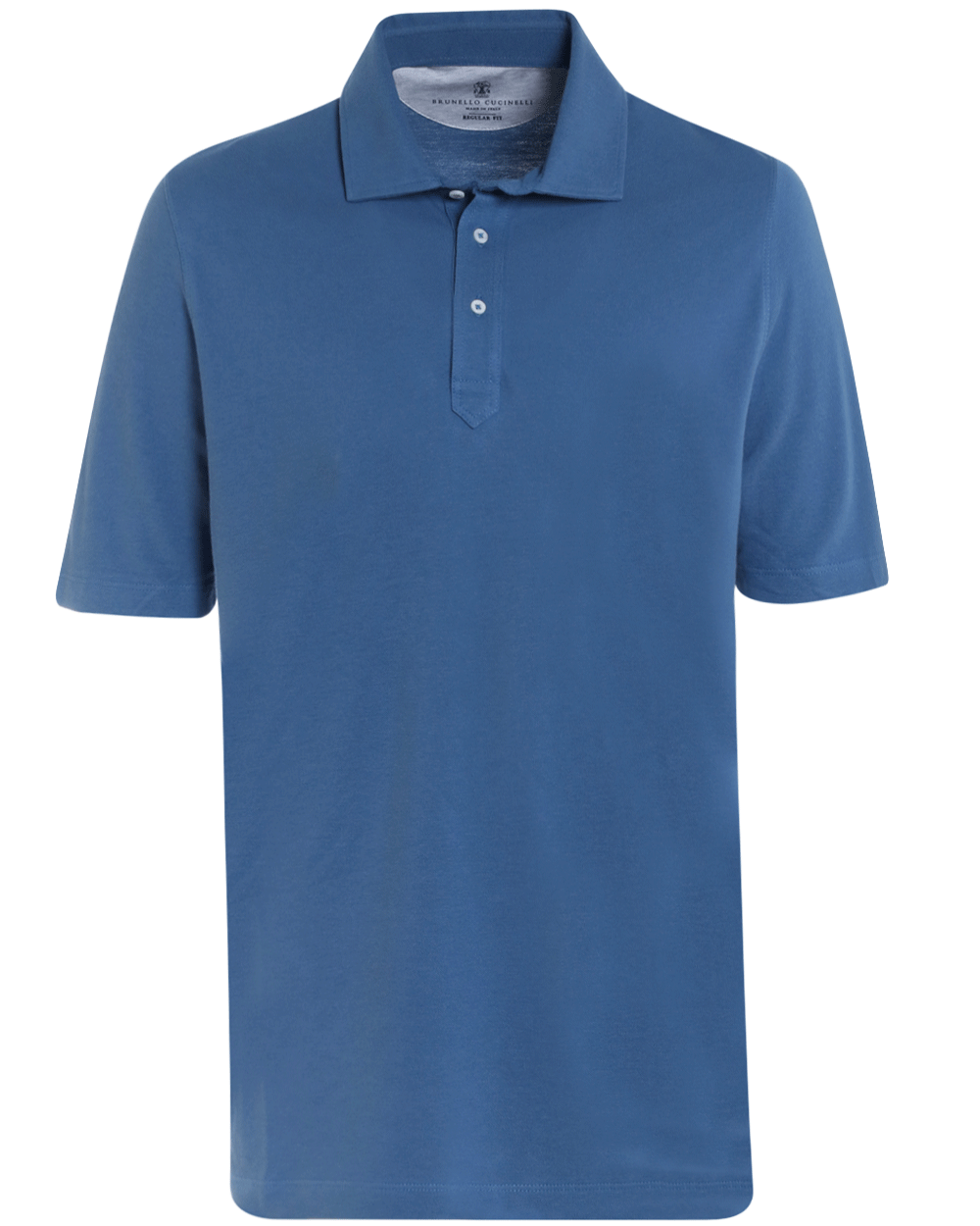 Mid Blue Cotton Pique Short Sleeve Polo