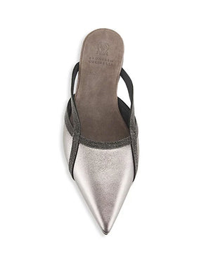 Monili Metallic Leather Mules in Silver