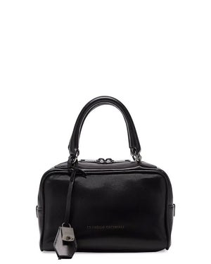 Nappa Leather Boston Bag in Black