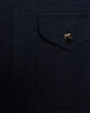 Navy Blue Linen Blend Lightweight Jacket