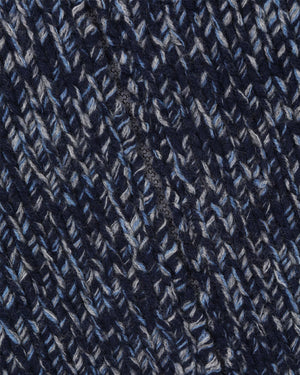 Navy Blue Wool Blend Full Zip Sweater