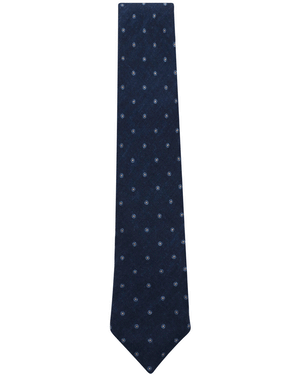 Navy Blue and Gold Dotted Wool Tie