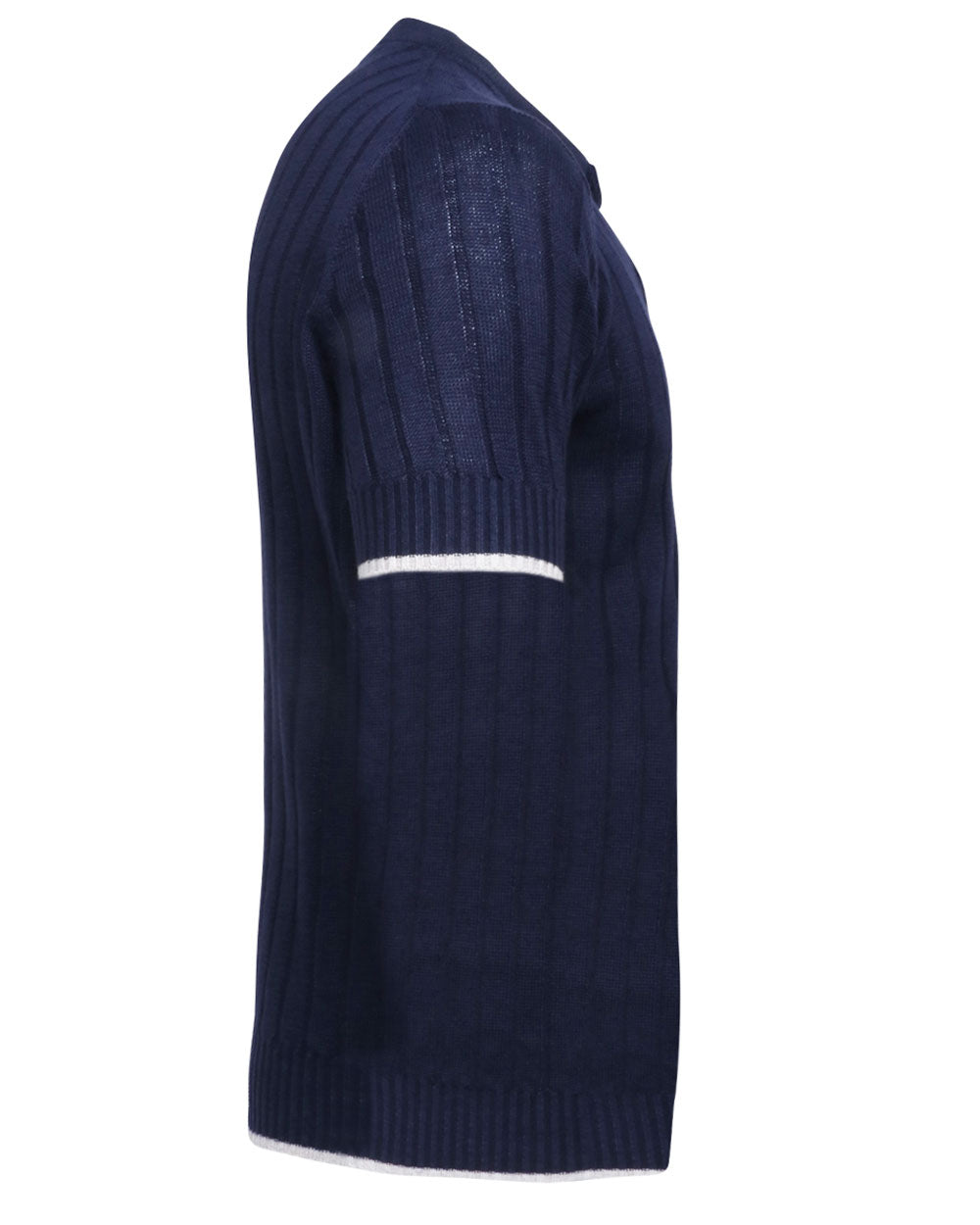 Navy Henley Knit Short Sleeve