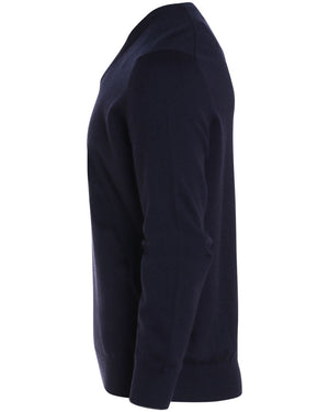 Navy Cashmere V-Neck Sweater