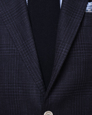 Navy Plaid Wool Blend Suit