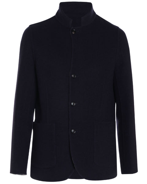 Navy and Grigio Medio Cashmere Reversible Jacket