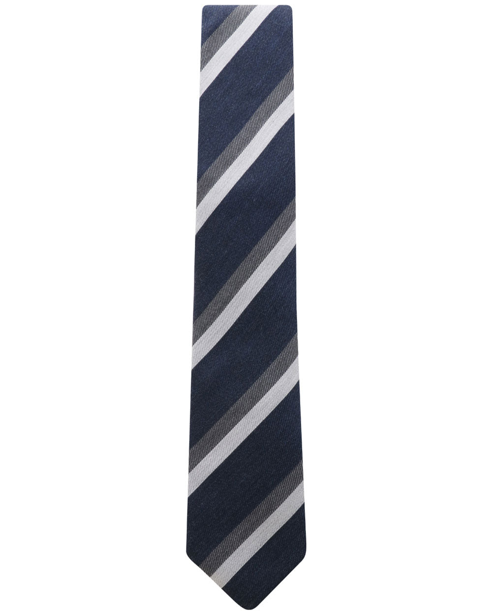 Navy and Grey Dual Striped Silk Blend Tie
