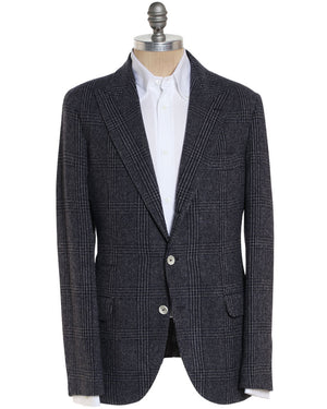 Navy and Grey Wool Blend Plaid Flannel Sportcoat