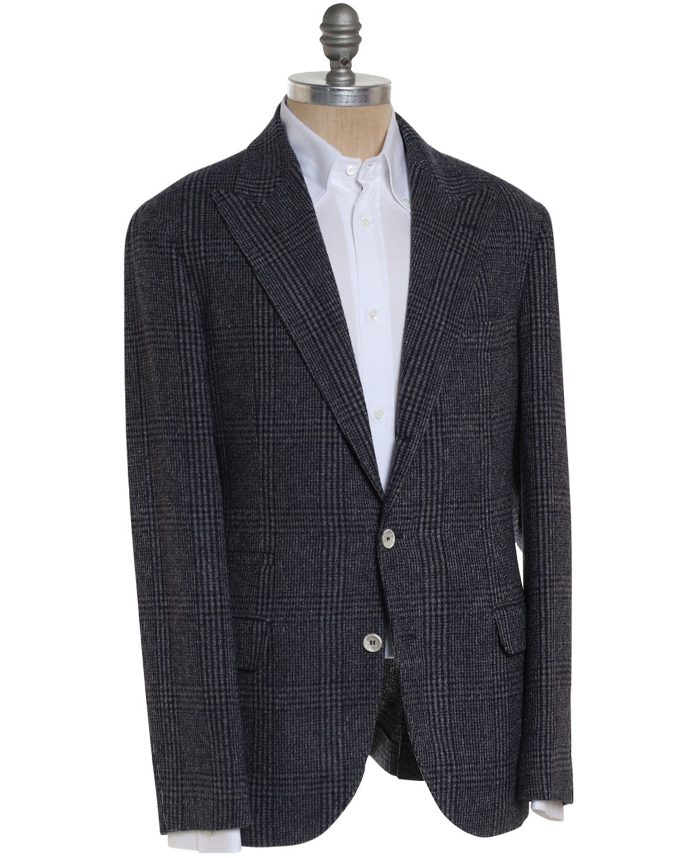 Navy and Grey Wool Blend Plaid Flannel Sportcoat