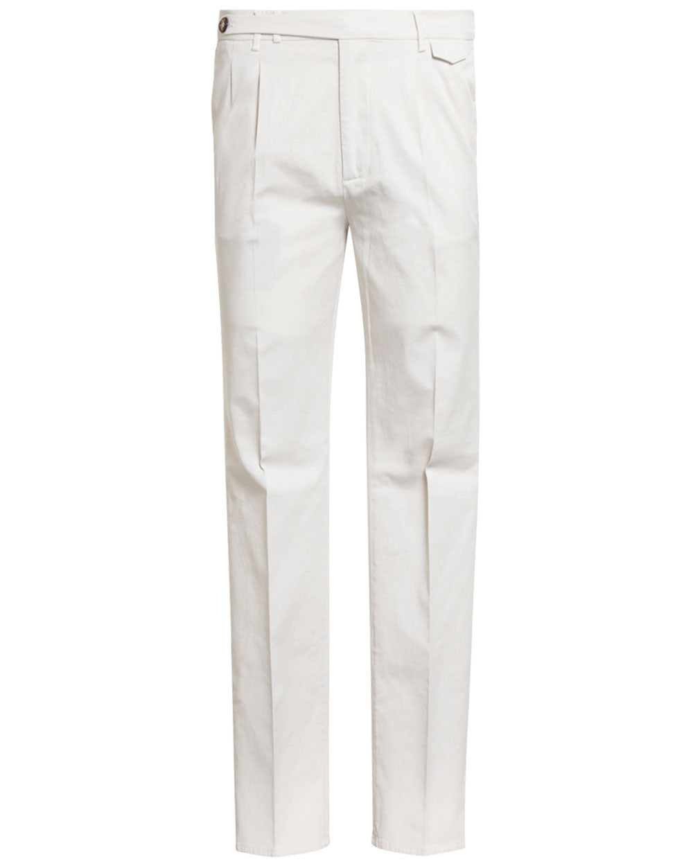 Brunello Cucinelli Off White Stretch Cotton Blend Pleated Pant ...