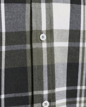 Olive and Panama Flannel Cotton Plaid Sportshirt