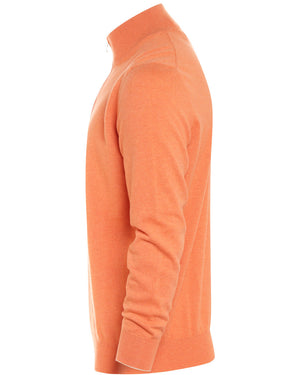 Orange Cashmere Quarter Zip Sweater