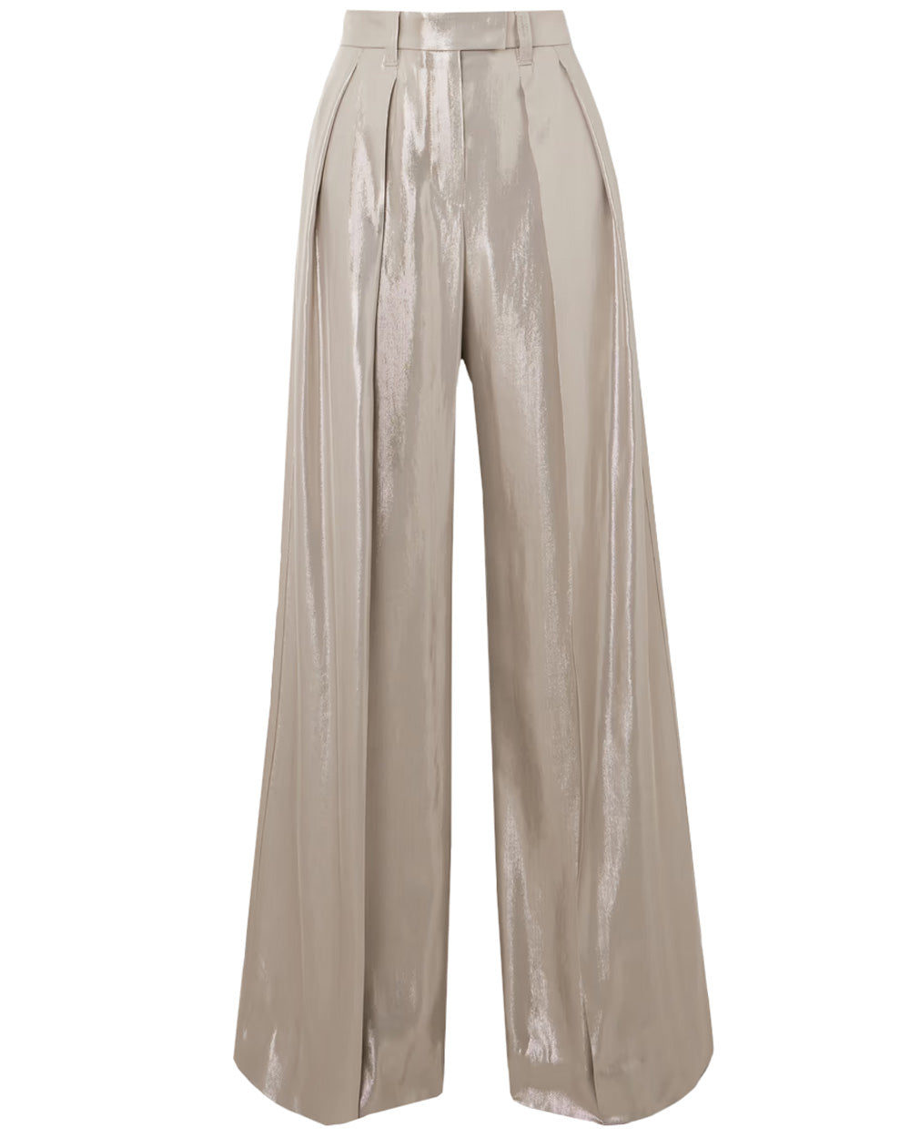 Oyster Metallic Pleated Wide Leg Pant