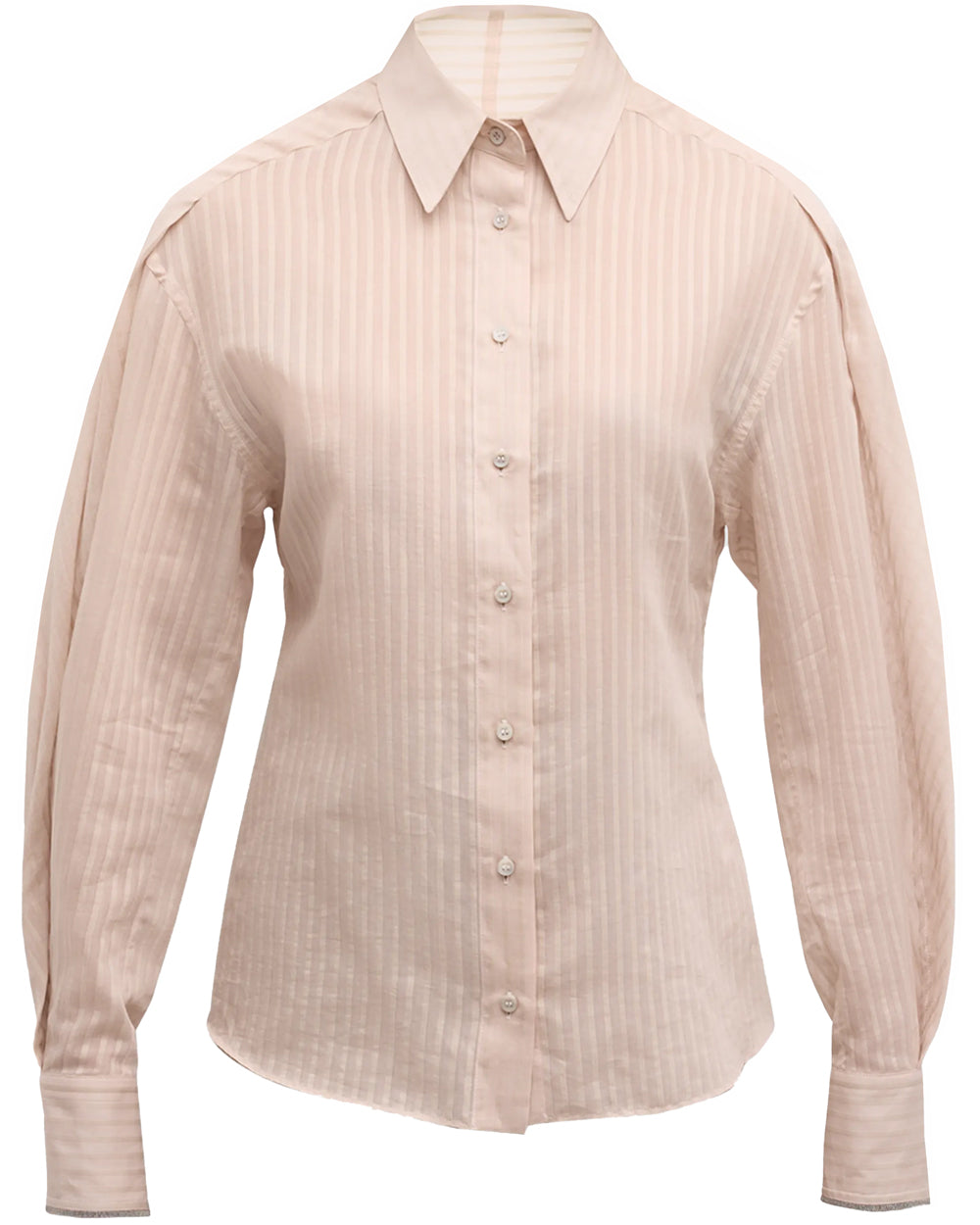 Pale Pink Tonal Stripe Button Up Blouse