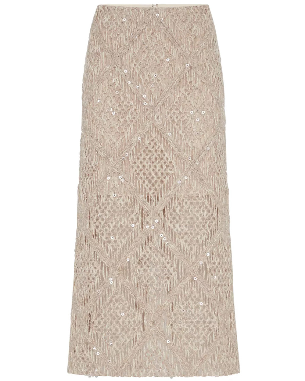 Panama Argyle Embellished Column Midi Skirt