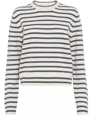 Panama Stripe Cashmere Paillette Sweater