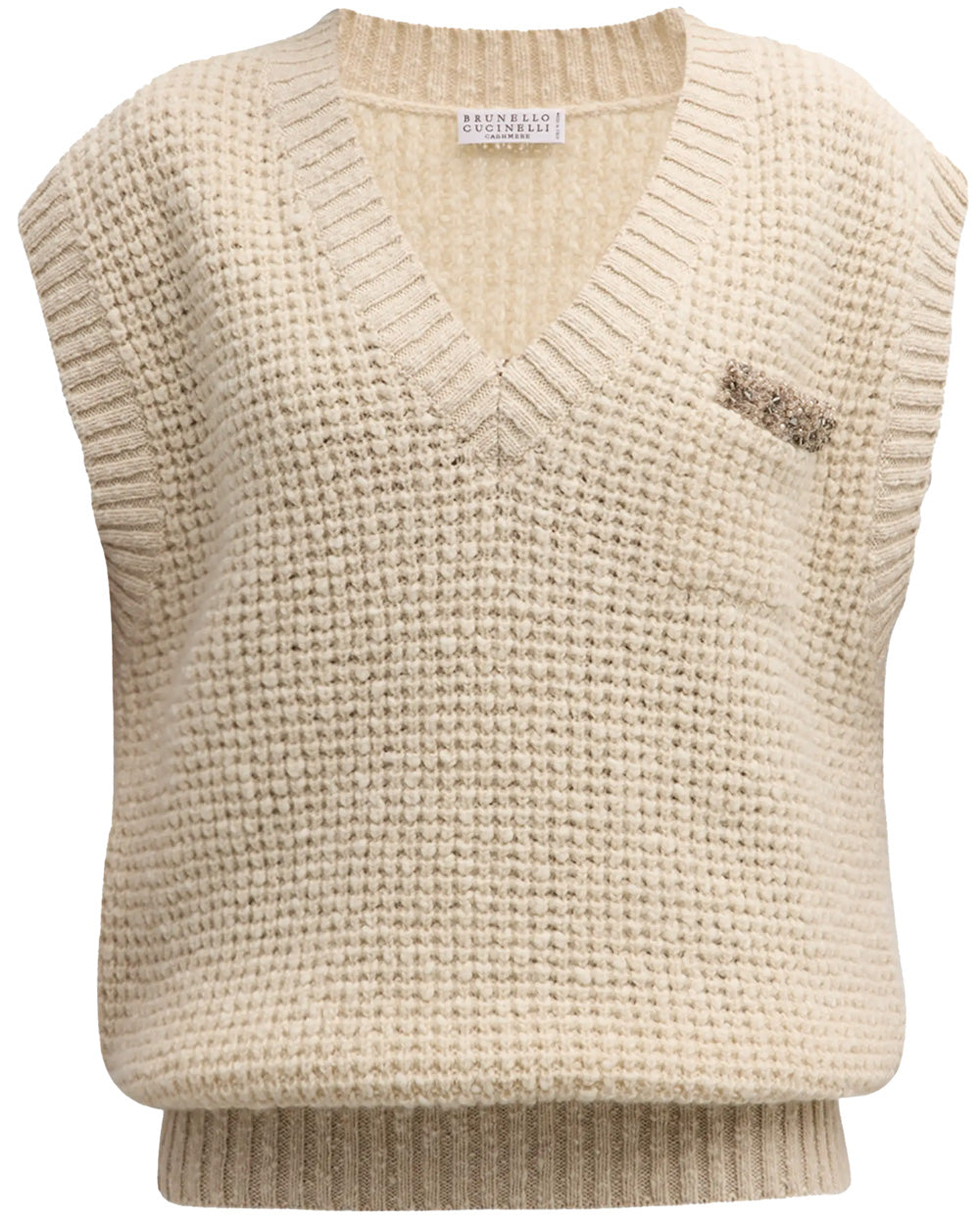 Brunello Cucinelli Panama Wool Cashmere Embellished Waffle Vest ...