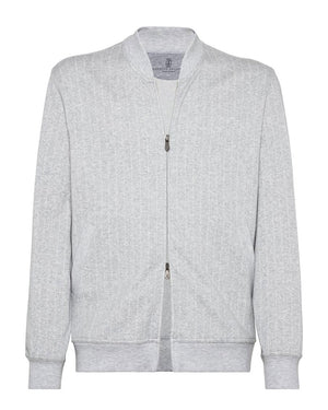 Pearl Grey Pinstripe Zip Jacket