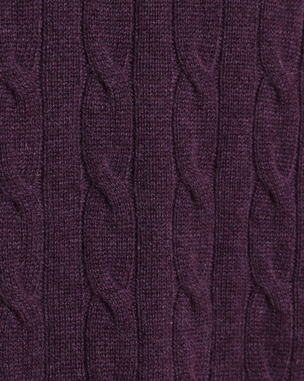 Purple Cashmere Cable Knit Quarter Zip Sweater